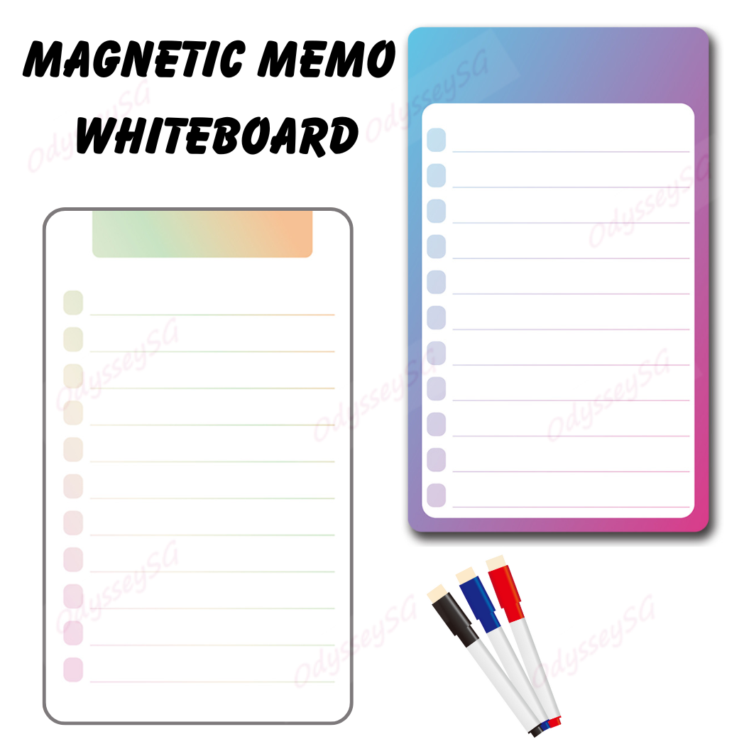 Magnetic Memo Whiteboard 12.7 x 21.3 cm with 3 Dry Erase Markers – Fridge Message Board for Notes, Reminders & To-Do List