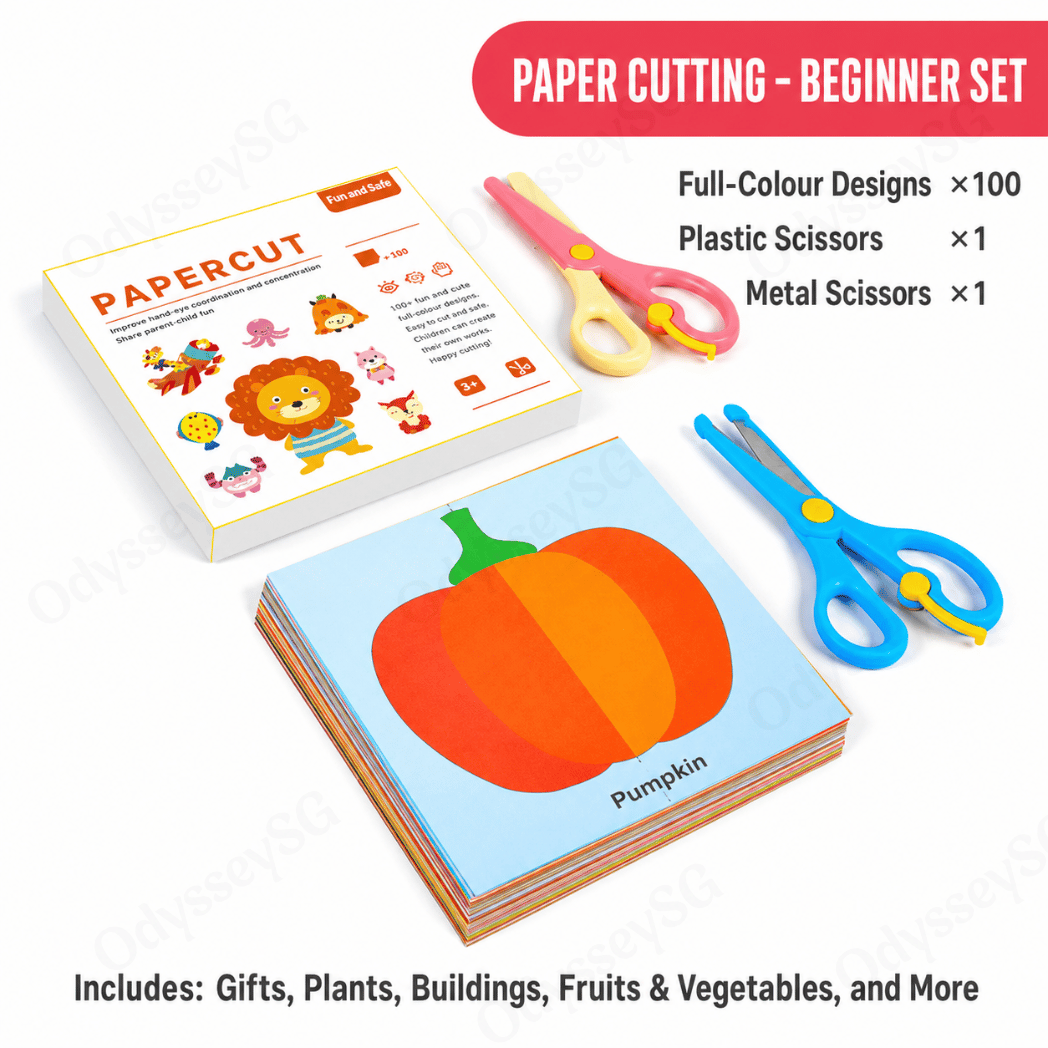 Montessori Inspired Children Paper Cutting Craft Set for Toddlers – Safe Scissors, Fun Educational  Age 2-6