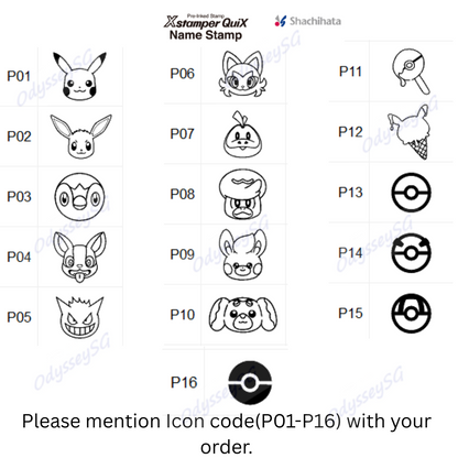 Pokemon Customised Name Stamps for Kids - Fabric Name stamp chop -Water Resistant Pikachu