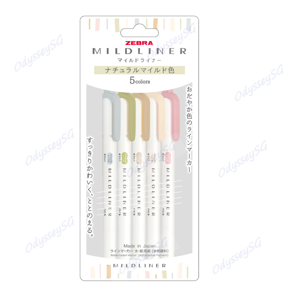 Zebra Mildliner - Dual tip Flourescent creative Highlighter Markers - 5 Color Pack - NON-TOXIC INK