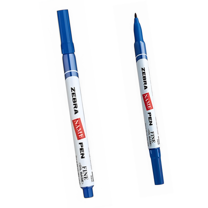 Zebra Permanent Name Pen - Waterproof - 1.2 mm Tip - Blue / Black Ink colours