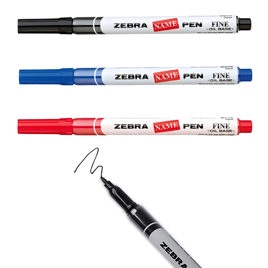 Zebra Permanent Name Pen - Waterproof - 1.2 mm Tip - Blue / Black Ink colours