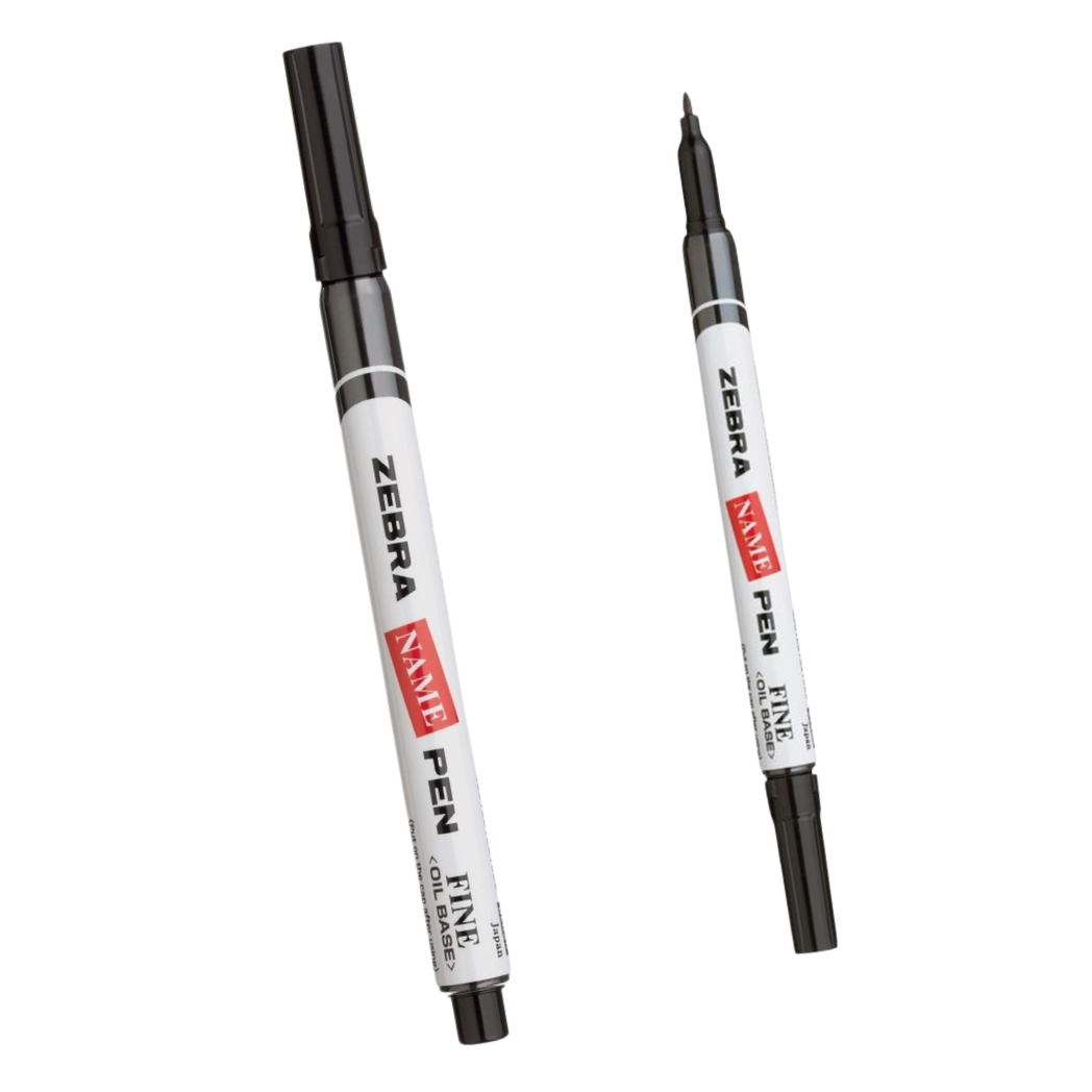 Zebra Permanent Name Pen - Waterproof - 1.2 mm Tip - Blue / Black Ink colours