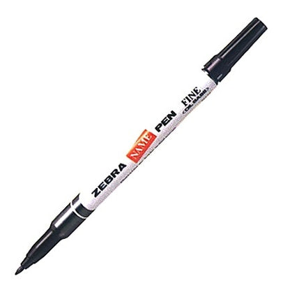 Zebra Permanent Name Pen - Waterproof - 1.2 mm Tip - Blue / Black Ink colours