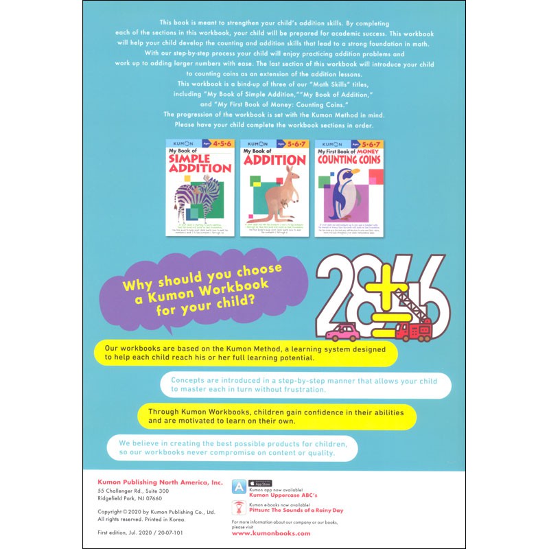 Kumon-My Big Book of Addition - Preschool Math Activity workbook -  Counting and Addition