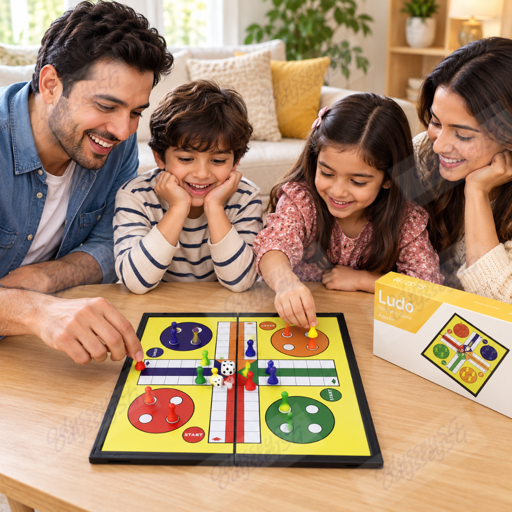 Magnetic Ludo Board Game Set | Foldable Travel Game for Kids & Adults | 2–4 Players | Ages 6+