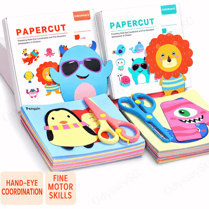Montessori Inspired Children Paper Cutting Craft Set for Toddlers – Safe Scissors, Fun Educational  Age 2-6