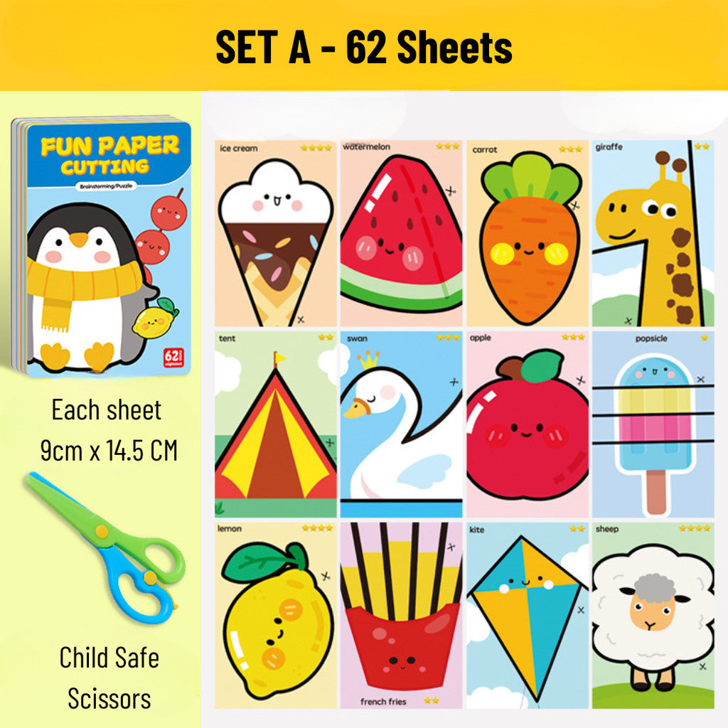 Children Montessori Paper Cutting Craft Set for Toddlers – Safe Scissors, Fun Educational  Age 2-6