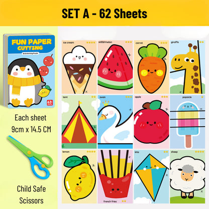 Children Montessori Paper Cutting Craft Set for Toddlers – Safe Scissors, Fun Educational  Age 2-6