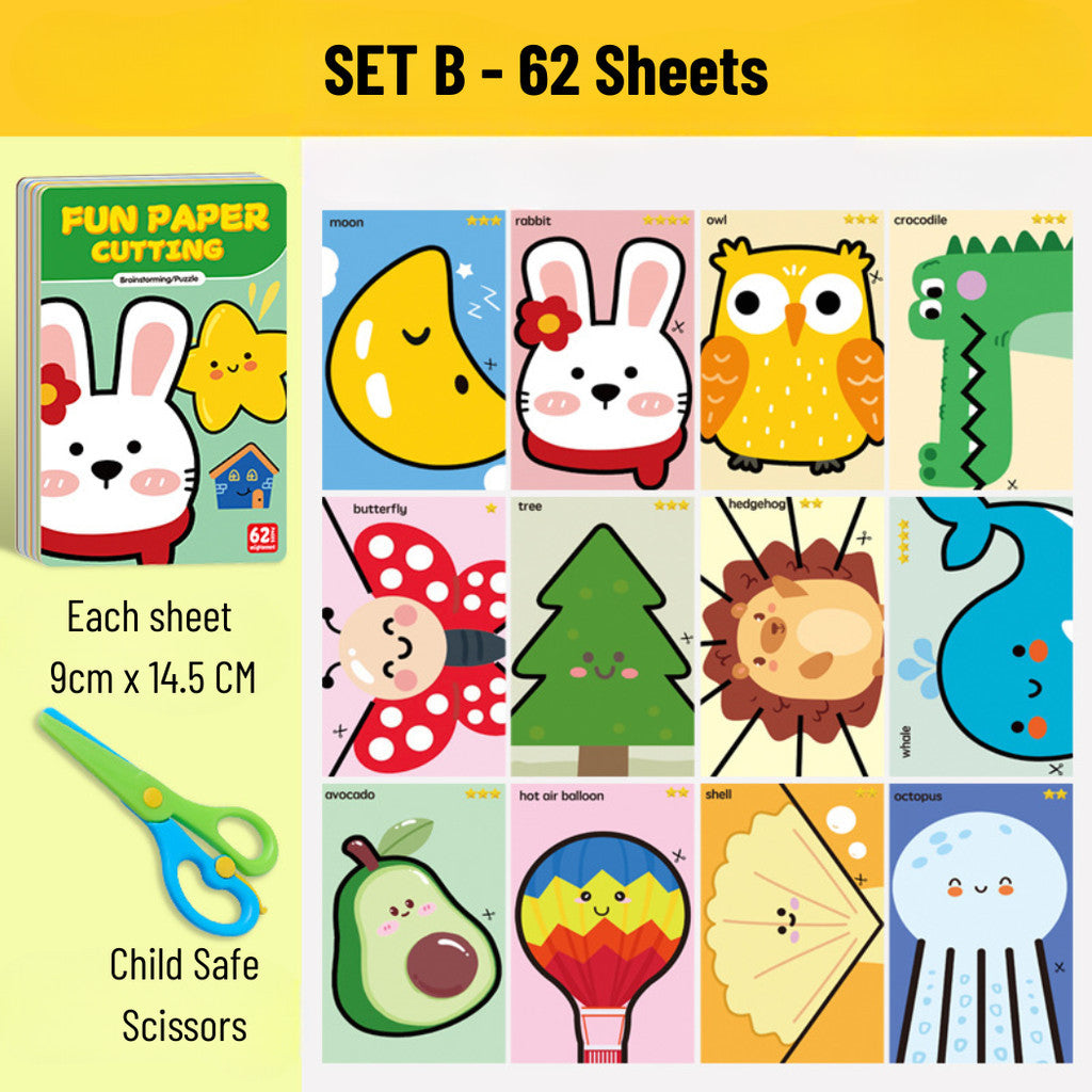 Children Montessori Paper Cutting Craft Set for Toddlers – Safe Scissors, Fun Educational  Age 2-6