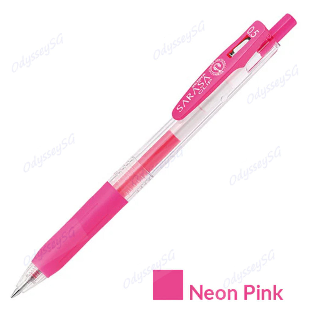 Zebra Sarasa Clip Neon Series - Roller ball pens - Neon Colors - Green / Pink / Orange /Purple pen - 0.5mm