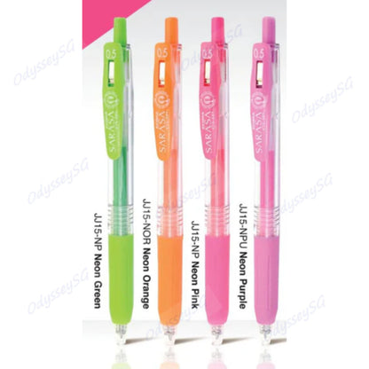 Zebra Sarasa Clip Neon Series - Roller ball pens - Neon Colors - Green / Pink / Orange /Purple pen - 0.5mm