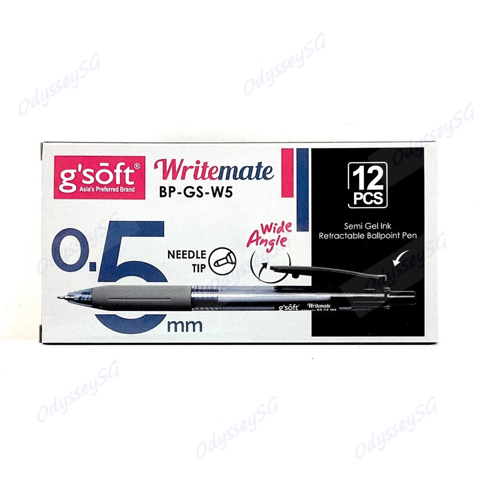 G’Soft BP-WS-W5 Black Ballpoint Pen 0.5mm – Smooth Writing Fine Tip Pen for School & Office