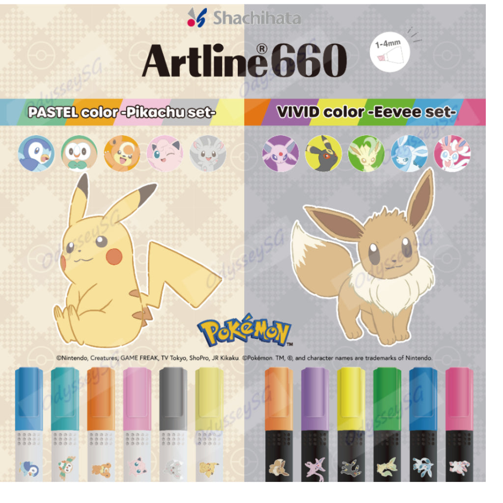 Artline POKEMON Highlighter Markers - LIMITED EDITION - Pastel / Flourescent Colors - Pikachu