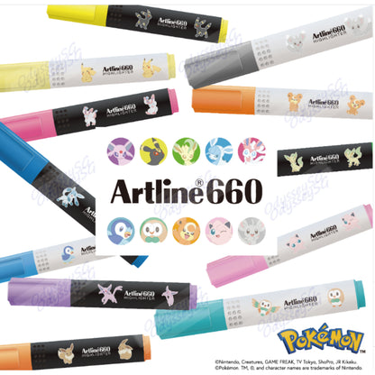 Artline POKEMON Highlighter Markers - LIMITED EDITION - Pastel / Flourescent Colors - Pikachu
