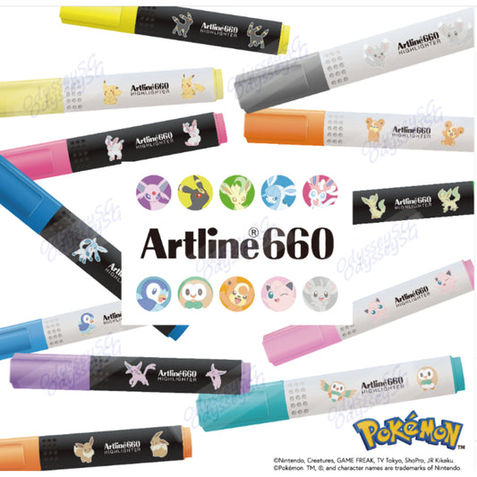 Artline POKEMON Highlighter Markers - LIMITED EDITION - Pastel / Flourescent Colors - Pikachu