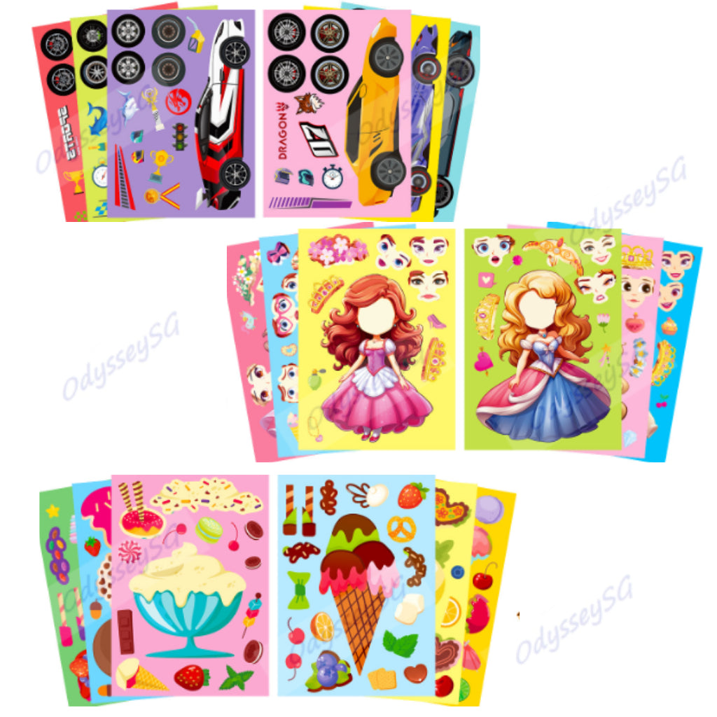 Decorate your own - Sticker scenes - 6 pcs per set - Car / Princess / Dessert - Children Party gifts
