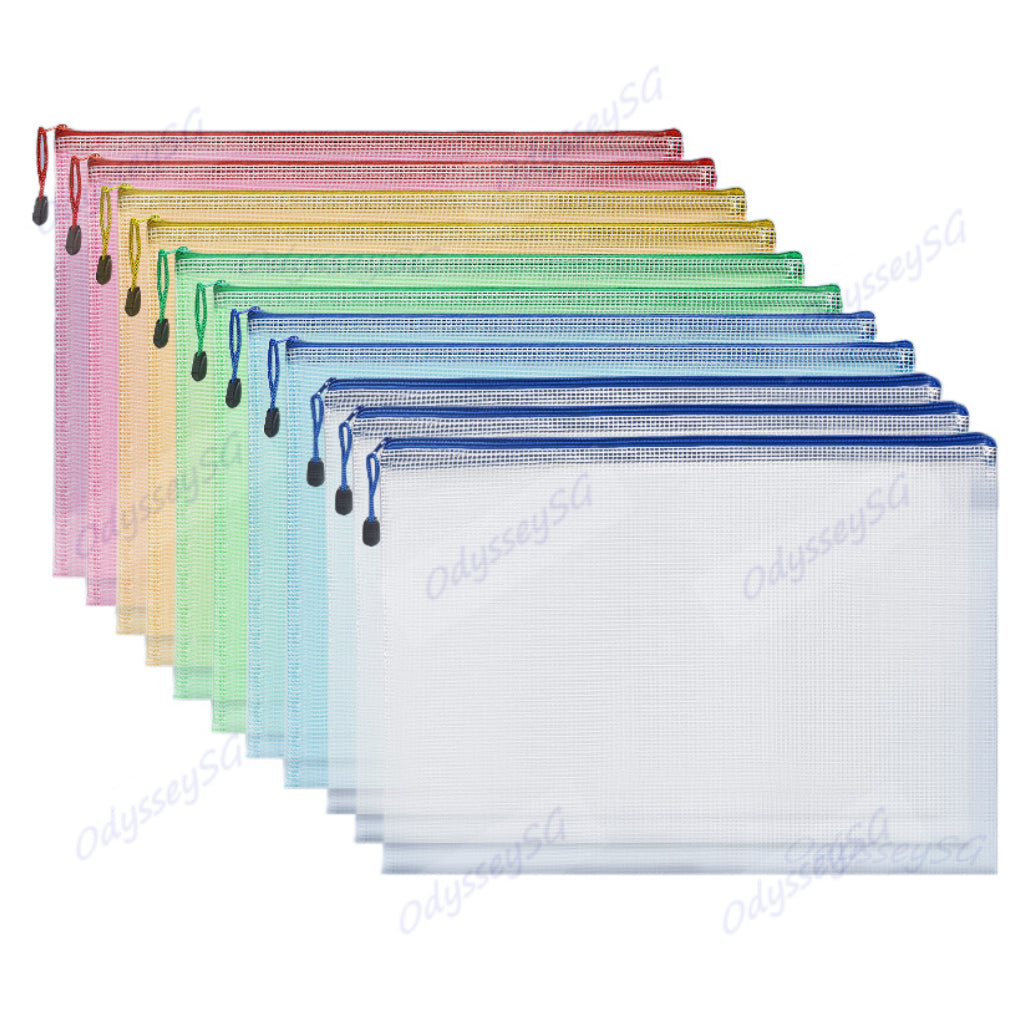 Waterproof Mesh Zip Bag Organizer Pouch | A4 | A5 Size Student Document File Folder / Travel Pouch