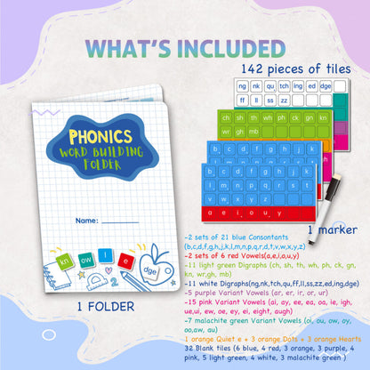 Magnetic Phonics Word Building Kit - 142 Tiles for Spelling & Reading | Educational Learning
