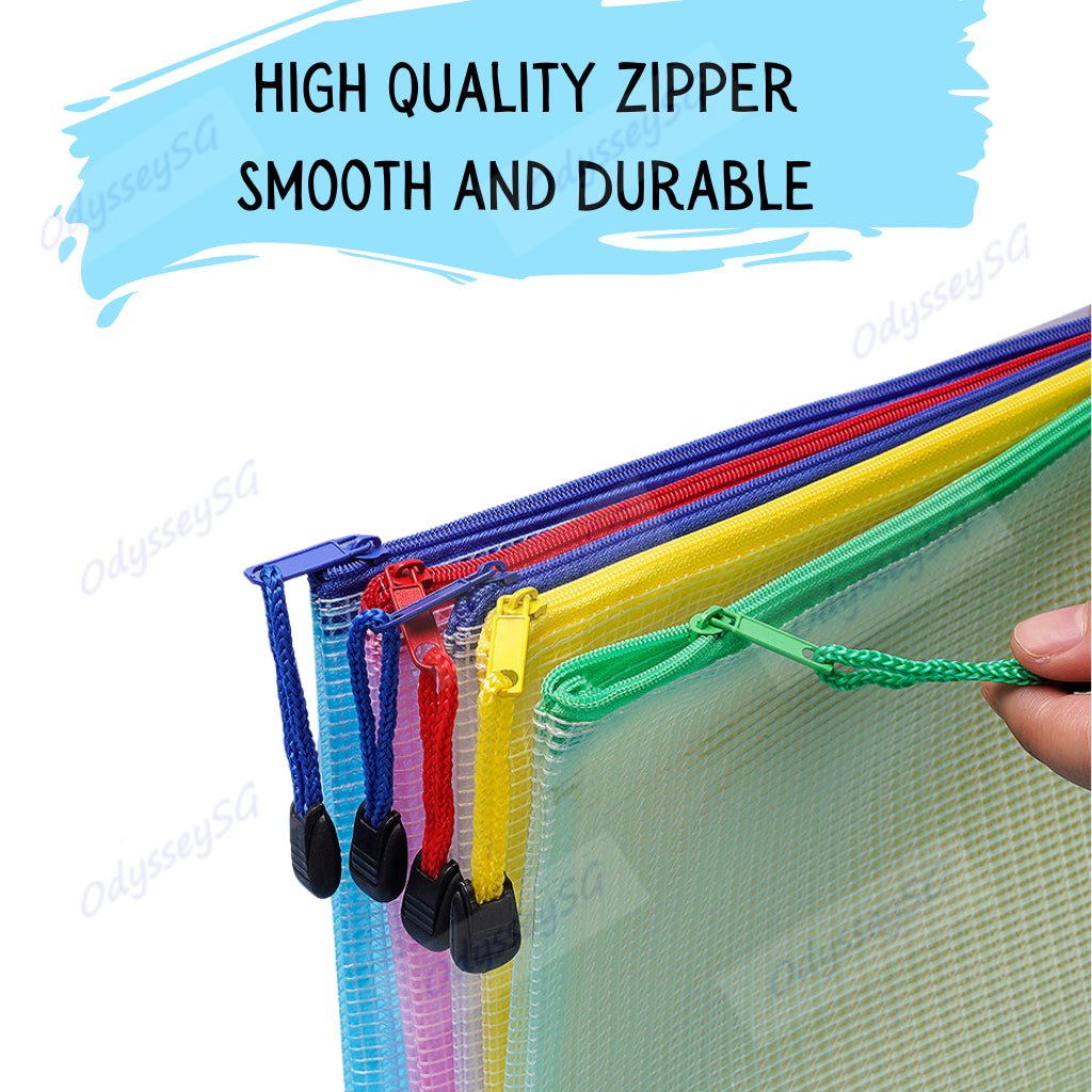 Waterproof Mesh Zip Bag Organizer Pouch | A4 | A5 Size Student Document File Folder / Travel Pouch