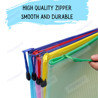Waterproof Mesh Zip Bag Organizer Pouch | A4 | A5 Size Student Document File Folder / Travel Pouch