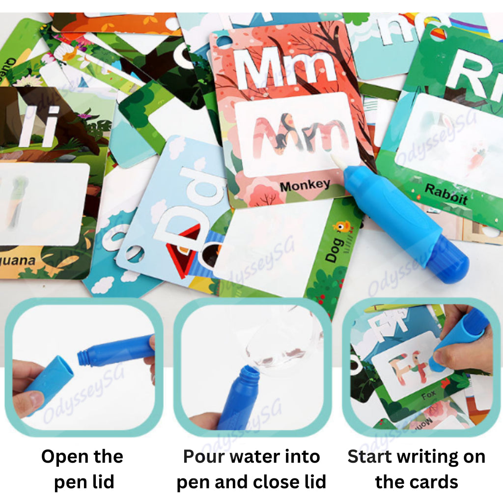 Educational Alphabet Water Painting Cards: Reusable and Fun - Toddler early learning activity