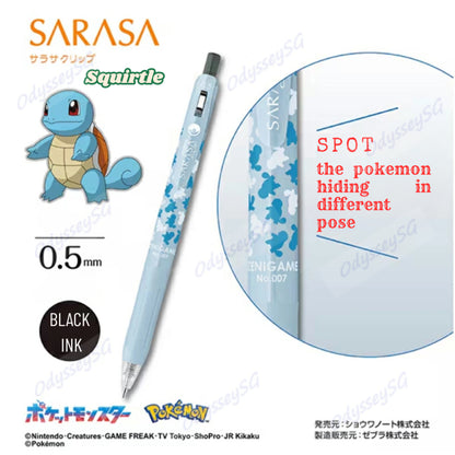 Pokemon Zebra  Sarasa Clip Pens -  Pikachu Genger Bulbasur Eevee Snorlex Charmander Squirtle