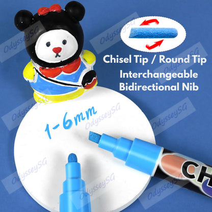 12 PC Chalk Board Marker pens - Non-Toxic/Erasable - PREMIUM Water based ink - 6mm Reversible Tip