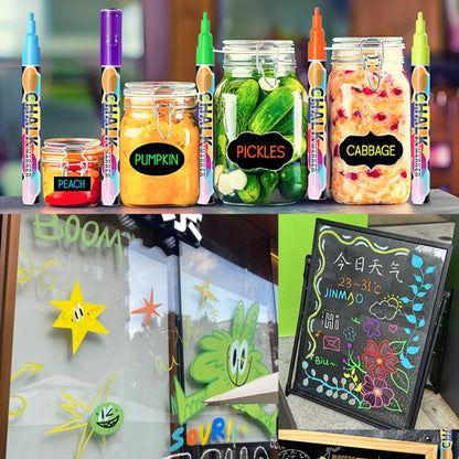 12 PC Chalk Board Marker pens - Non-Toxic/Erasable - PREMIUM Water based ink - 6mm Reversible Tip