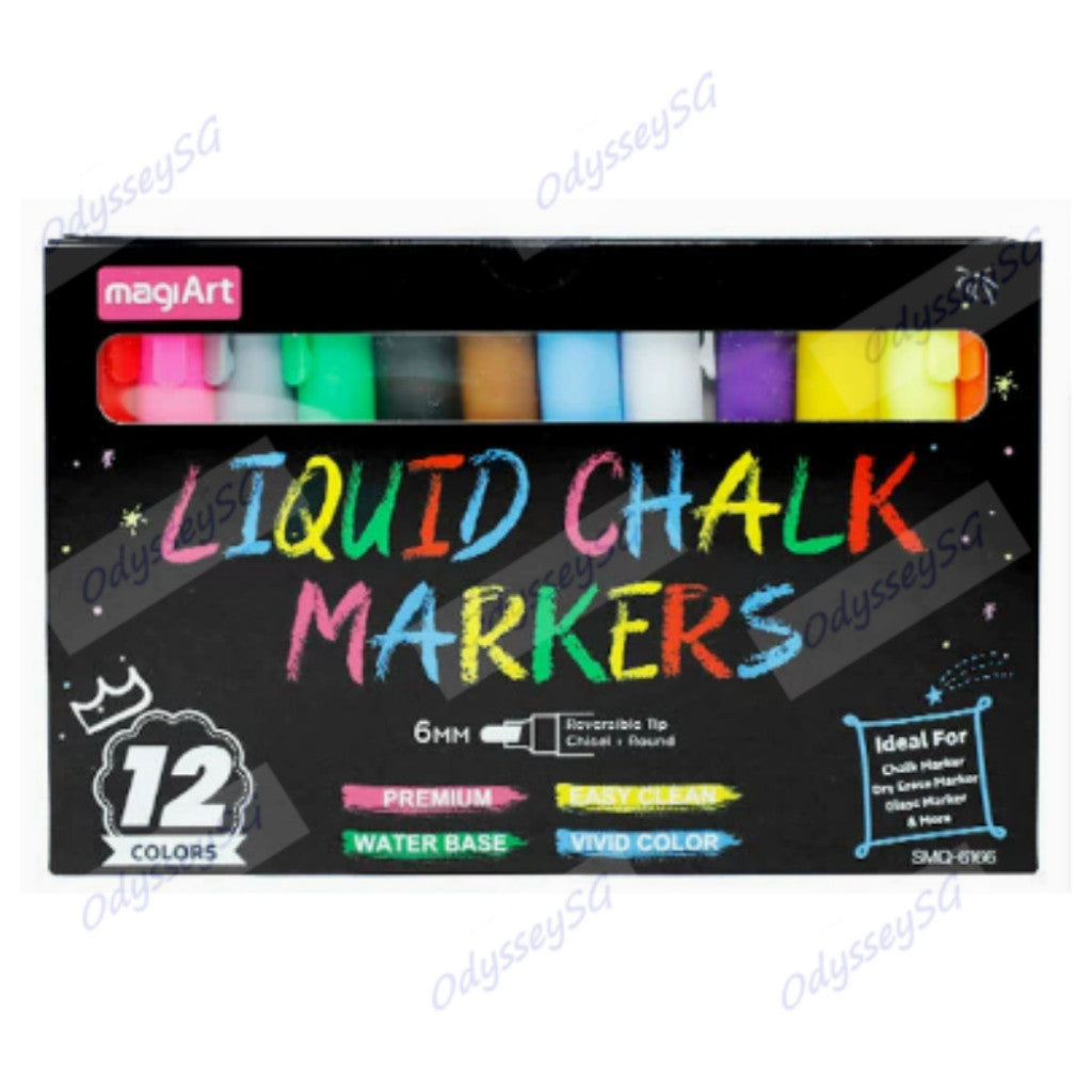 12 PC Chalk Board Marker pens - Non-Toxic/Erasable - PREMIUM Water based ink - 6mm Reversible Tip