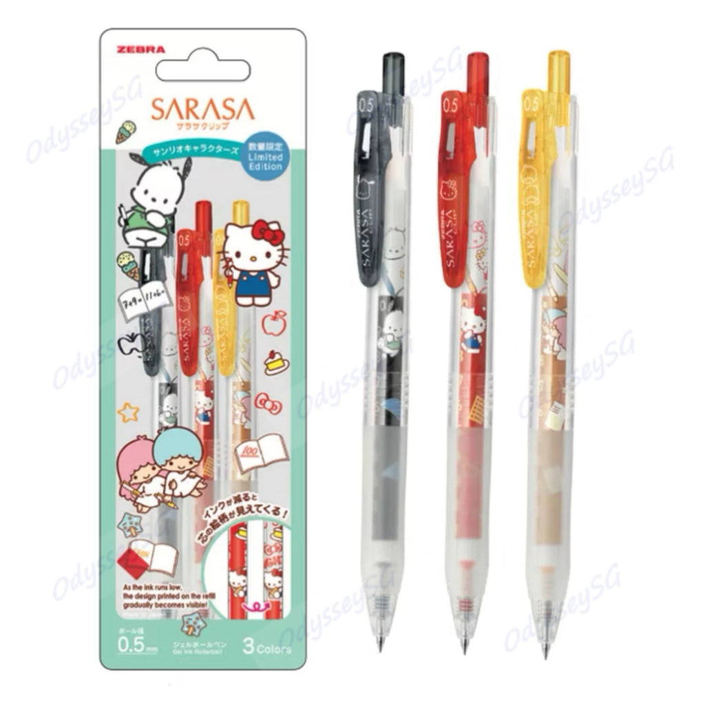 Zebra Sanrio Kuromi Limited Edition Sarasa Clip 3 Pack Pen Set - Hello Kitty