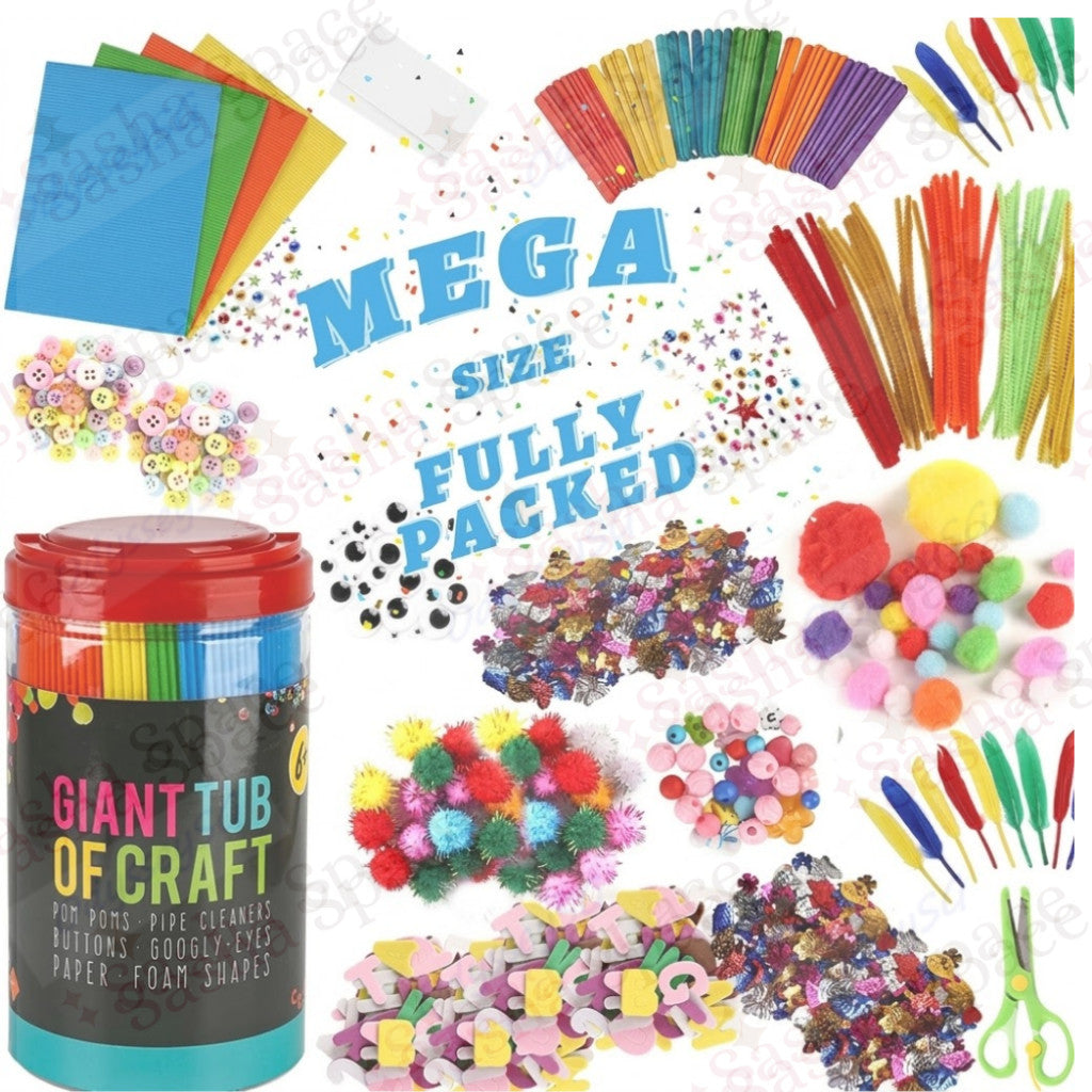 Giant Tub Of Craft - 1200 Pcs Craft Materials - Preschool Kindergarten Craft - Pimpom Foam Sheets