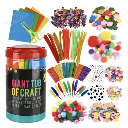 Giant Tub Of Craft - 1200 Pcs Craft Materials - Preschool Kindergarten Craft - Pimpom Foam Sheets