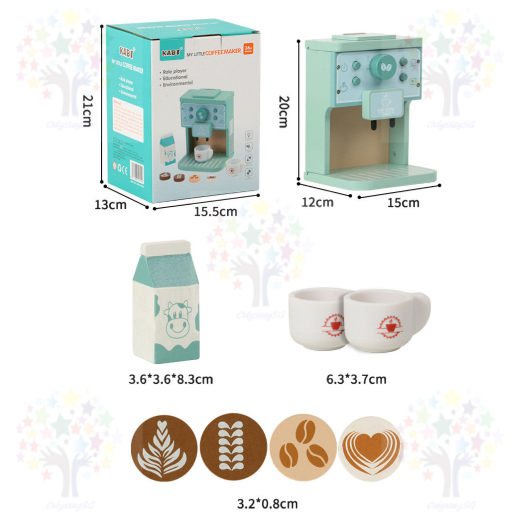 Wooden Kitchen Pretend Play Toy Set - Montessori Play Tea Set Microwave Coffee Breakfast Set