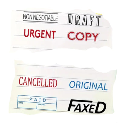 Self Inking Office Stamp Set 8PC Set with Storage Tray – Business Rubber Stamps - Preinked