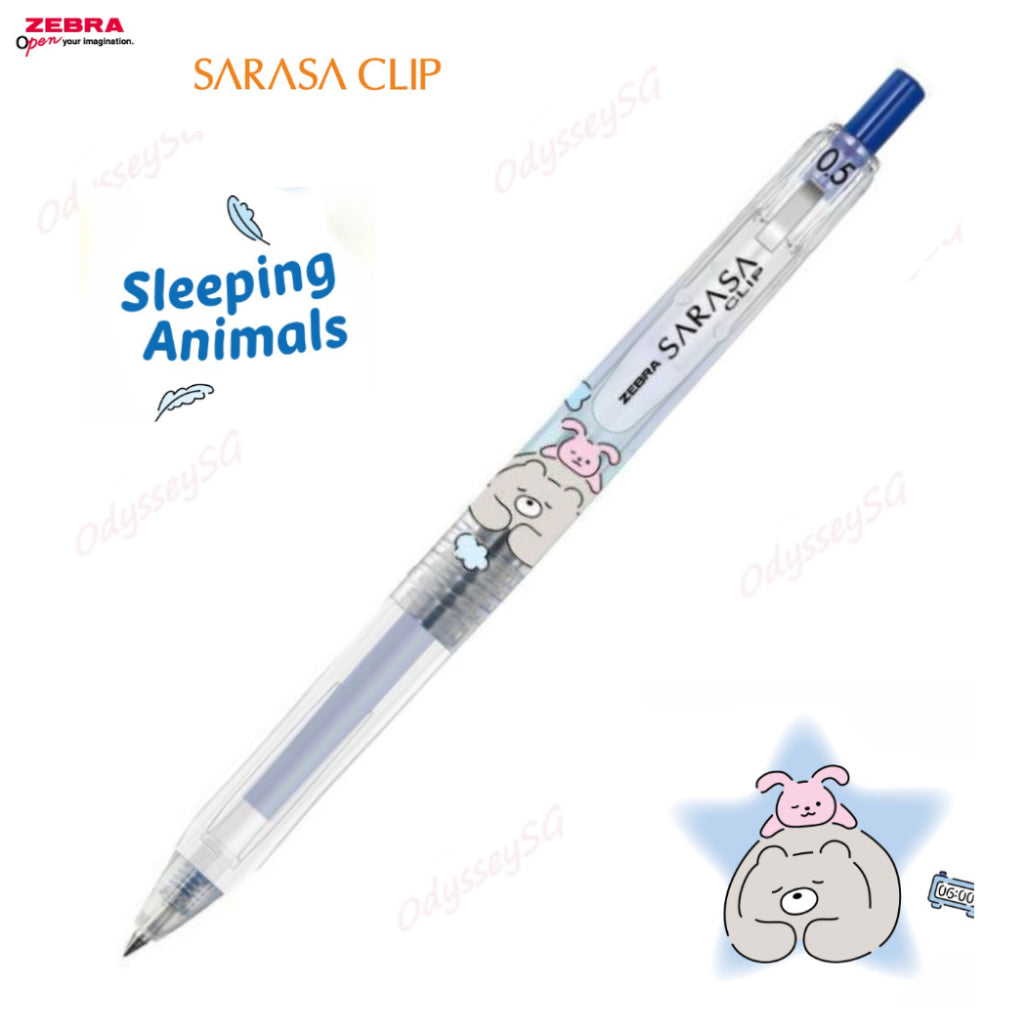 Zebra Sarasa Clip Limited Edition - Sleeping Animals 3 Pc Pen Set  - 0.5mm- Black | Blue | Red Pen