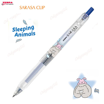 Zebra Sarasa Clip Limited Edition - Sleeping Animals 3 Pc Pen Set  - 0.5mm- Black | Blue | Red Pen