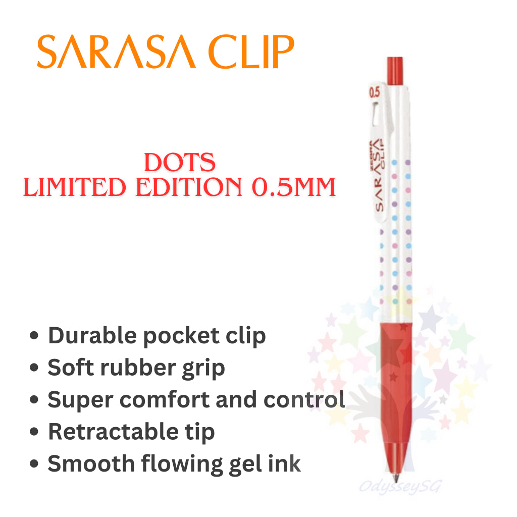 ZEBRA Sarasa Gel - Limited Edition pens - Luck  series / Dot  - 0.5mm - Blue / Black / Red  /Green Pen - Kawaii Design