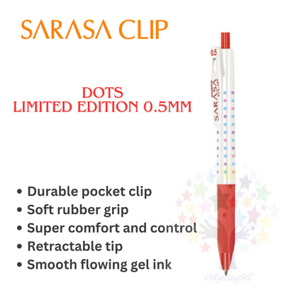 ZEBRA Sarasa Gel - Limited Edition pens - Luck  series / Dot  - 0.5mm - Blue / Black / Red  /Green Pen - Kawaii Design