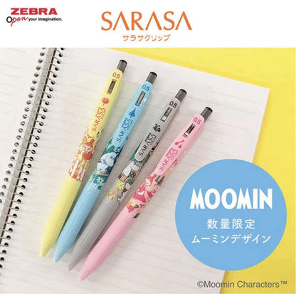 Zebra Sarasa Clip - MOOMIN  - Set of 4 Pens - Snufkin Little My Hattifatteners - Black Ink