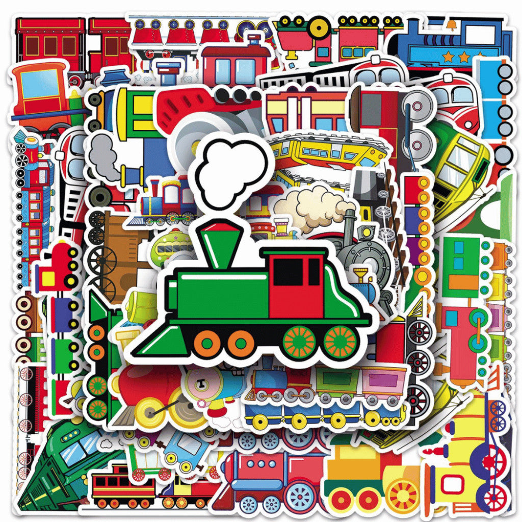 50+ PCS Waterproof Stickers Fun Themes Vehicle Transport Plane Car Truck Cartoon Stickers | Children Gift