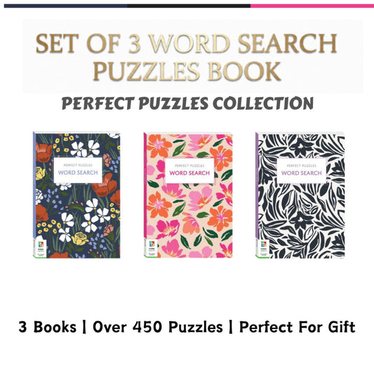 Hinkler - Perfect Puzzles - Set of 3 Word Search Puzzles Book