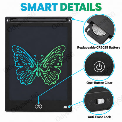 8.5″, 10″ & 12″ Kids LCD Writing Tablet | Reusable Electronic Drawing Board with Stylus, One-Click Erase & Screen Lock