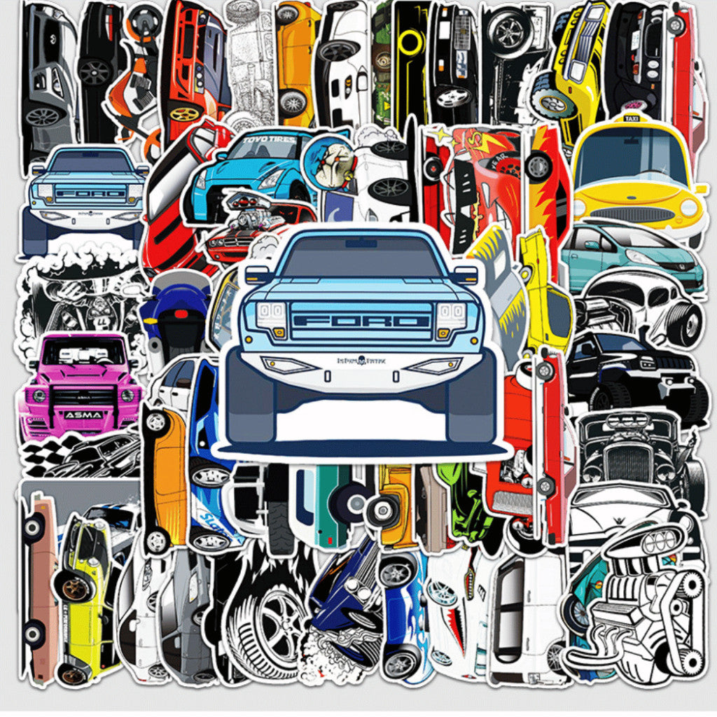50+ PCS Waterproof Stickers Fun Themes Vehicle Transport Plane Car Truck Cartoon Stickers | Children Gift