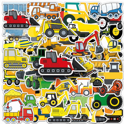 50+ PCS Waterproof Stickers Fun Themes Vehicle Transport Plane Car Truck Cartoon Stickers | Children Gift