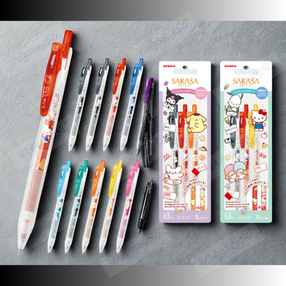 Zebra Sanrio Sarasa Clip Rollerball Gel Pen – 0.5mm Cute Kawaii Pen – Kuromi / Hello Kitty
