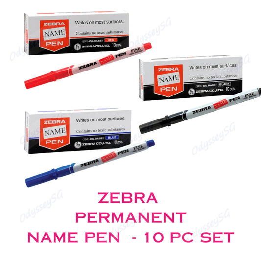 10 pcs set Zebra Waterproof Name Pen permanent marker  -  1.2mm Tip - Non Toxic - Made in Japan