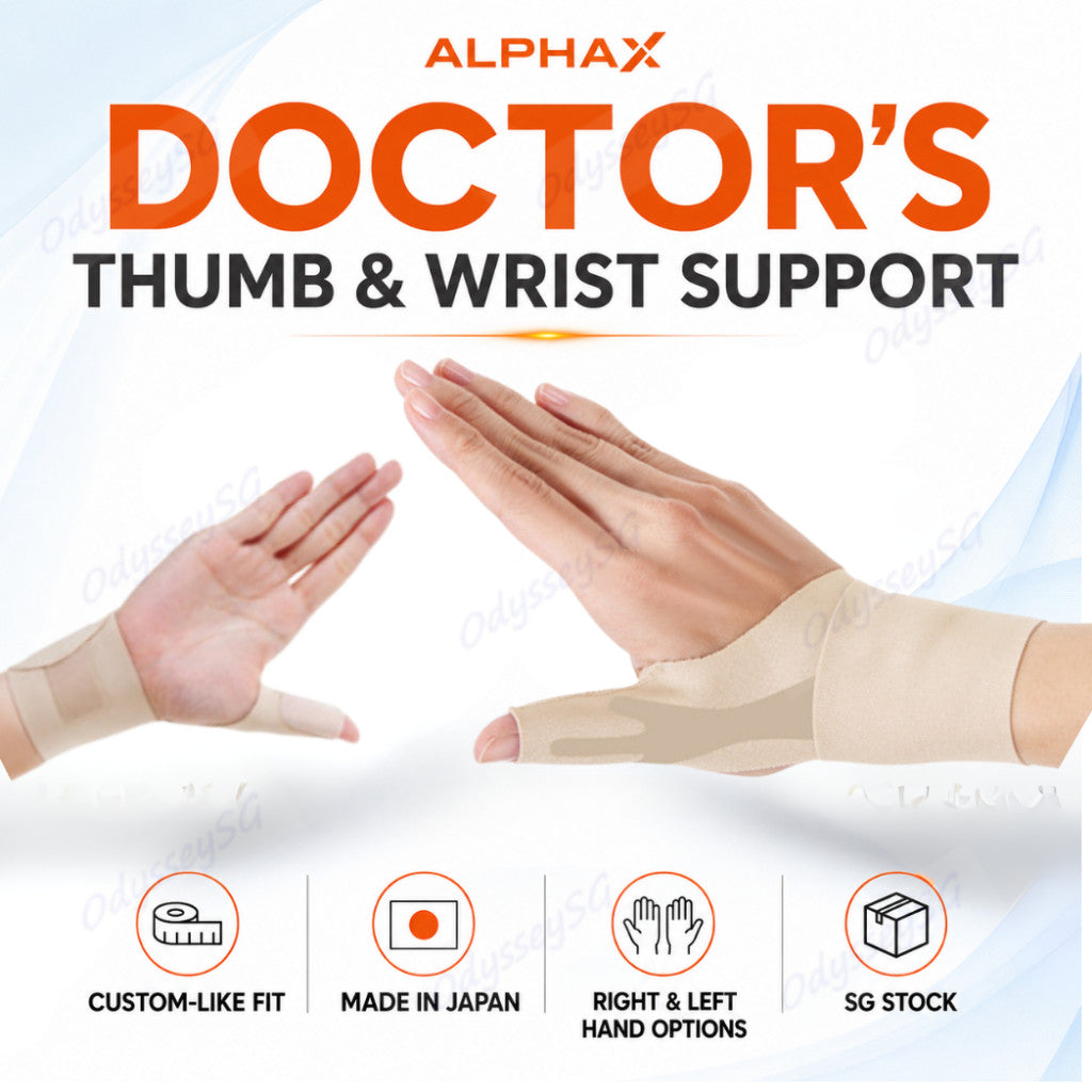 (Made in Japan) ALPHAX Doctor’s Thumb & Wrist Support Brace | Custom-Fit Guard for Right/Left Hand | S/M | SG Stock