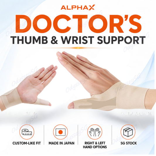 (Made in Japan) ALPHAX Doctor’s Thumb & Wrist Support Brace | Custom-Fit Guard for Right/Left Hand | S/M | SG Stock