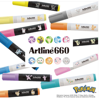 Artline Pokemon Highlighters - Artline 660 - PIkachu Eevee Sylveon - Fluorescent Paster Color